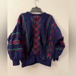 Vintage Tulchan Sweater Womens one size  Blue Red Wool A817